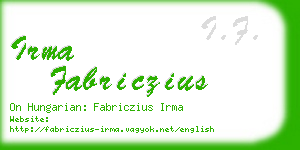 irma fabriczius business card